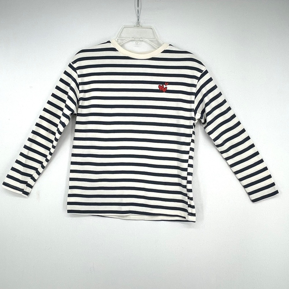 Zara Kids Stripe Long Sleeve Shirt Blue white Youth Size 8 Unisex Girls Boys